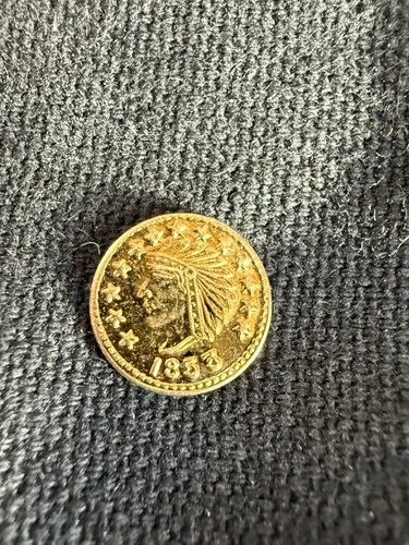 * U.S 1853 California 1/4 Dollar Indian Head Gold Token Coin * Rare *