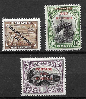 3 good cat value unused Maltese overprinted issues