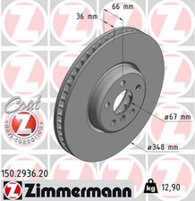 1x Bremsscheibe COAT Z ZIMMERMANN 150.2936.20 f�r BMW G11 G15 G30 F92 TOYOTA G12