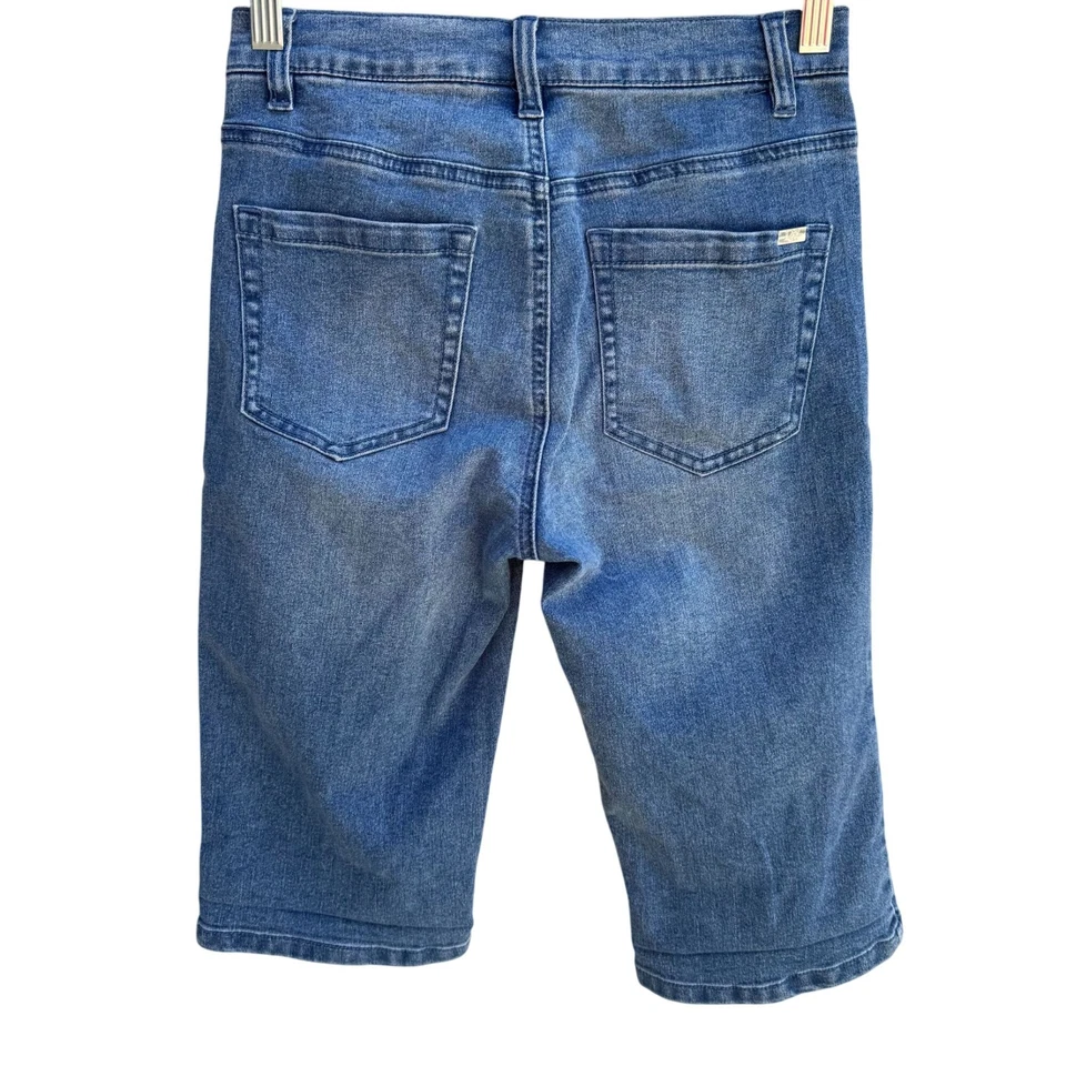 Bermudas cortas largas DG2 Diane Gilman para mujer azul elástico Old Money 2 Foto 3 de 4