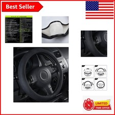 Luxurious Faux Suede Memory Foam Steering Wheel Cover Universal Fit 14.5-15.5