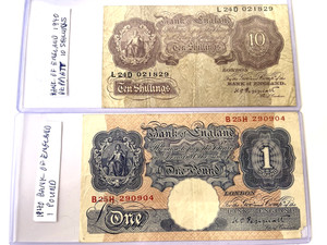 Lot of 2 - 1940 Bank of England Wartime Banknotes Circ.