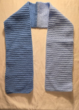 Handmade Crochet Scarf, Unisex, 2 Tone Blue, 45 x 5 1/2 inches, Boys, Girls