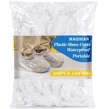 MAQIHAN 100pcs(50PRS) Shoe Covers Disposable - Portable Size Save Space for R...
