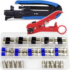 Coax Cable Crimper Kit Coaxial Compression Tool F RG6 RG59 75-5 75-7 Fitting Wir