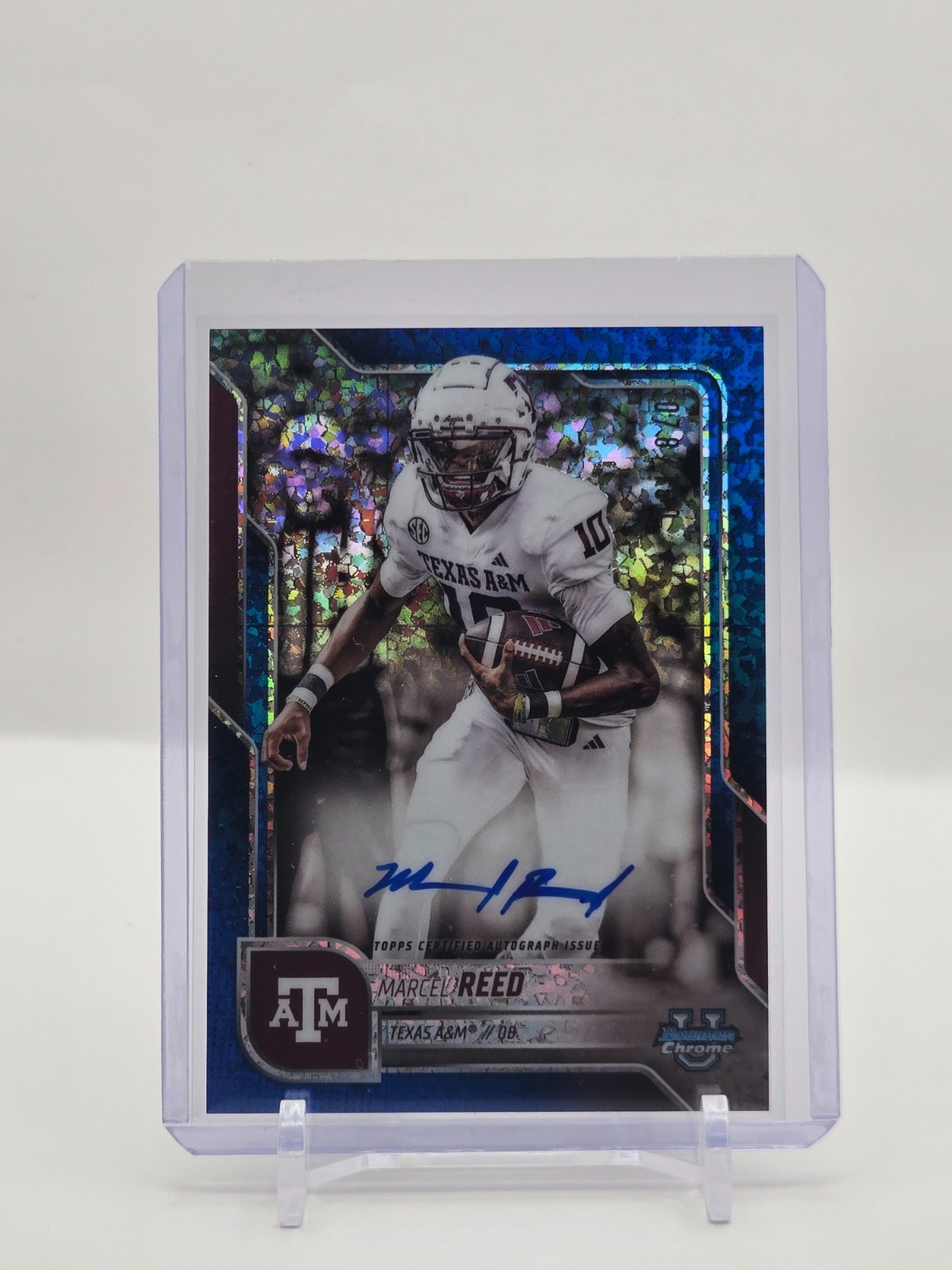 Marcel Reed 2025 Bowman Chrome U Blue Mini-Diamond Auto 78/150 #BCA-MRE