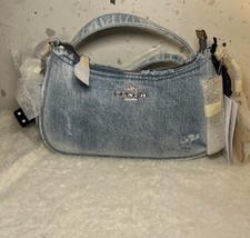 NWT COACH Teri Shoulder BagIn Loved Denim With Charms CDY76
