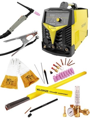 WIG-Schweißgerät Schweißinverter WE 200P AC/DC eco + WIG Starterset - WELDINGER