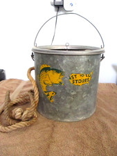 Vintage Coast to Coast Floating Minnow Bait Bucket 10 quart Galvanized Steel