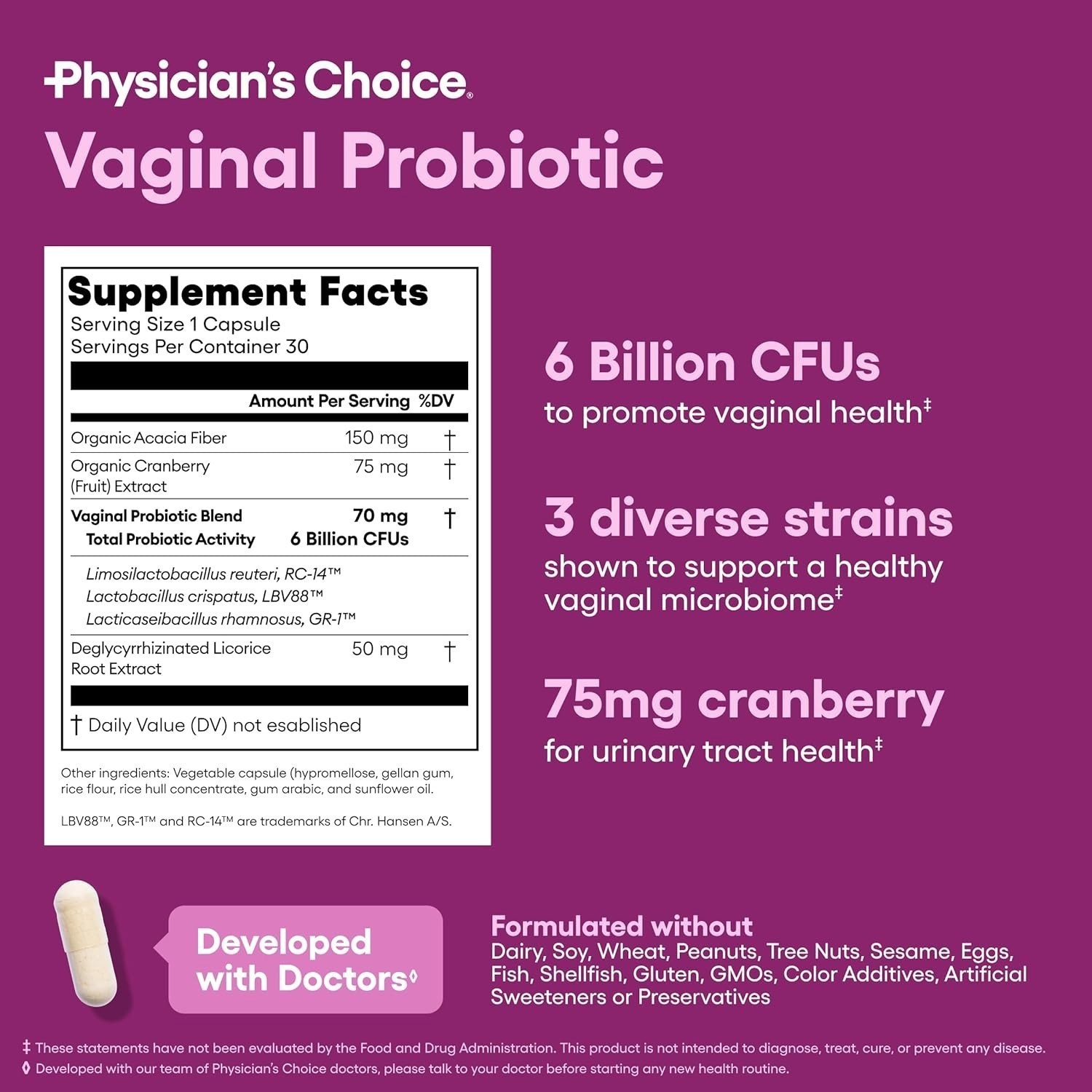 Physician's Choice Vaginal Probiotic for Women - Support Vaginal PH Balance