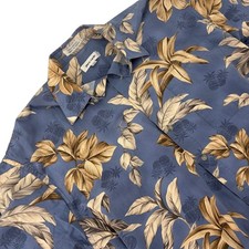 Pierre Cardin Men's Blue Floral Short Sleeve Button Up Shirt Size M