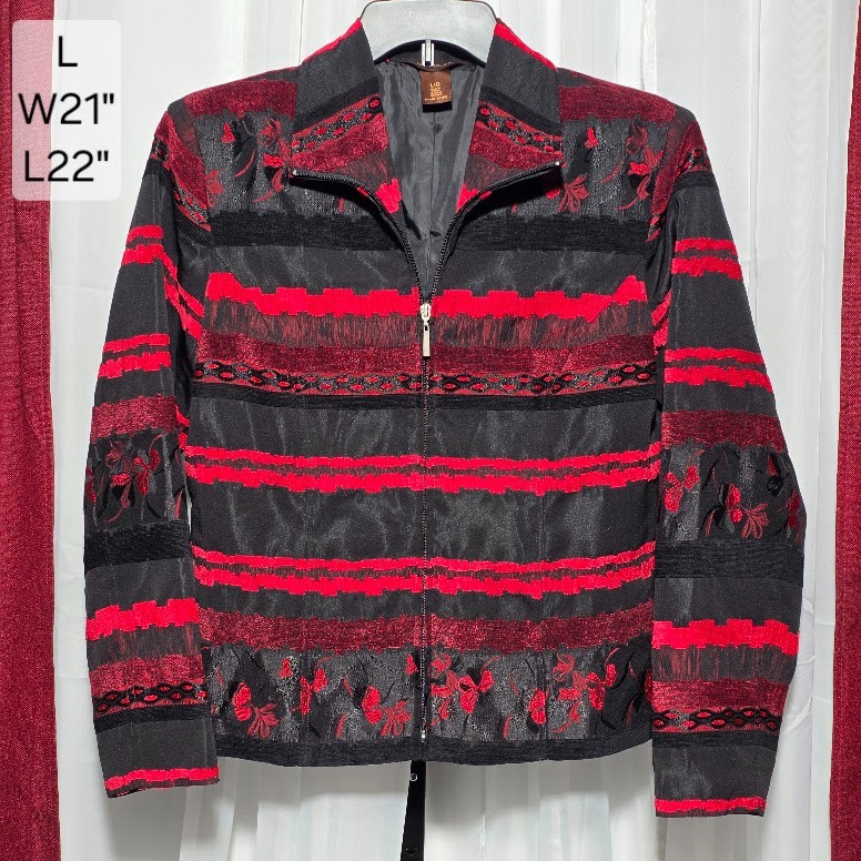 Multiples Textured Jacket Women's Large Black Red… - image 1