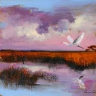 LANDSCAPE Oil painting contemporary 8x8 UKRAINE