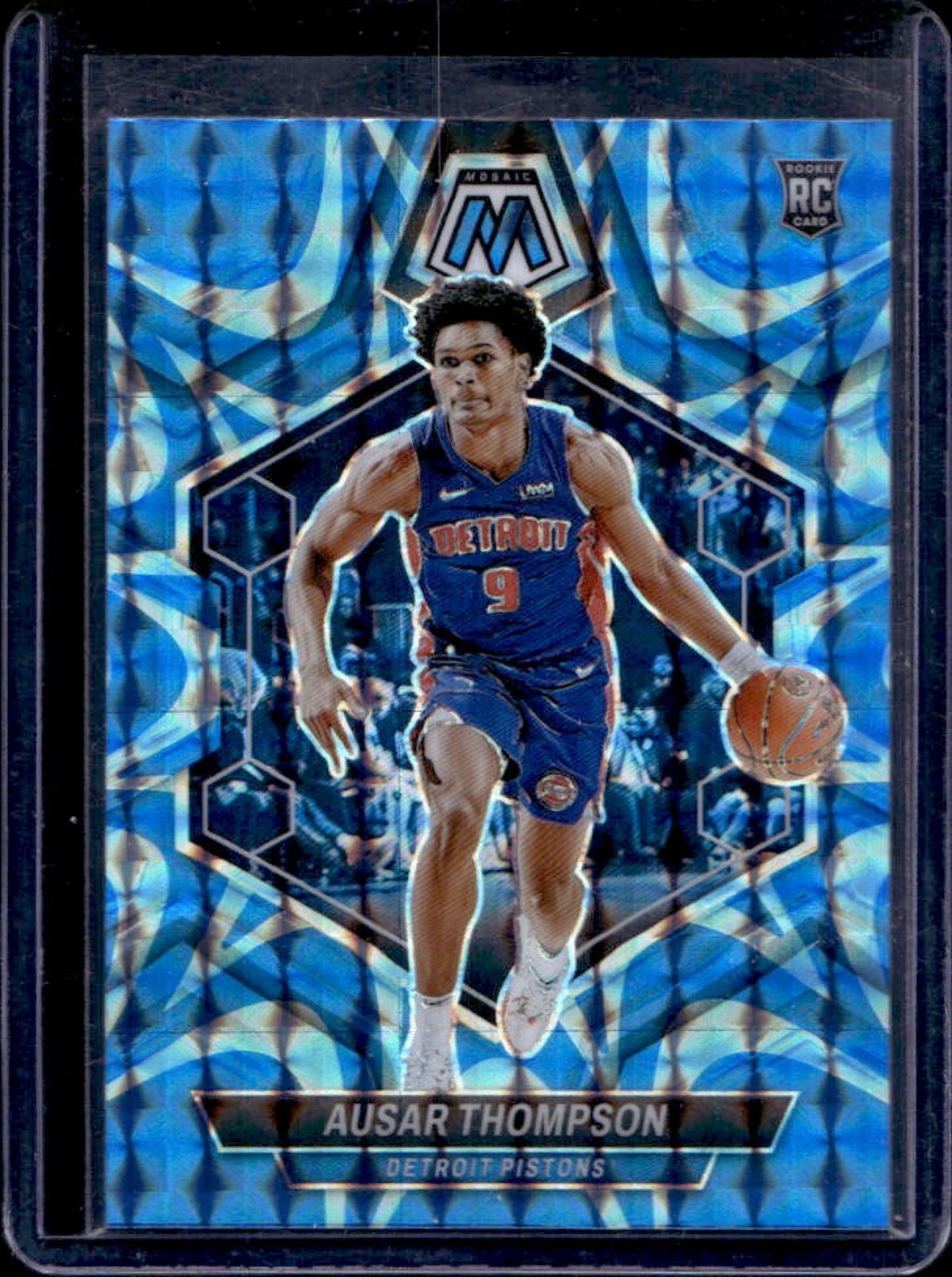2023-24 Mosaic Ausar Thompson RC Reactive Blue Prizm #226 Pistons