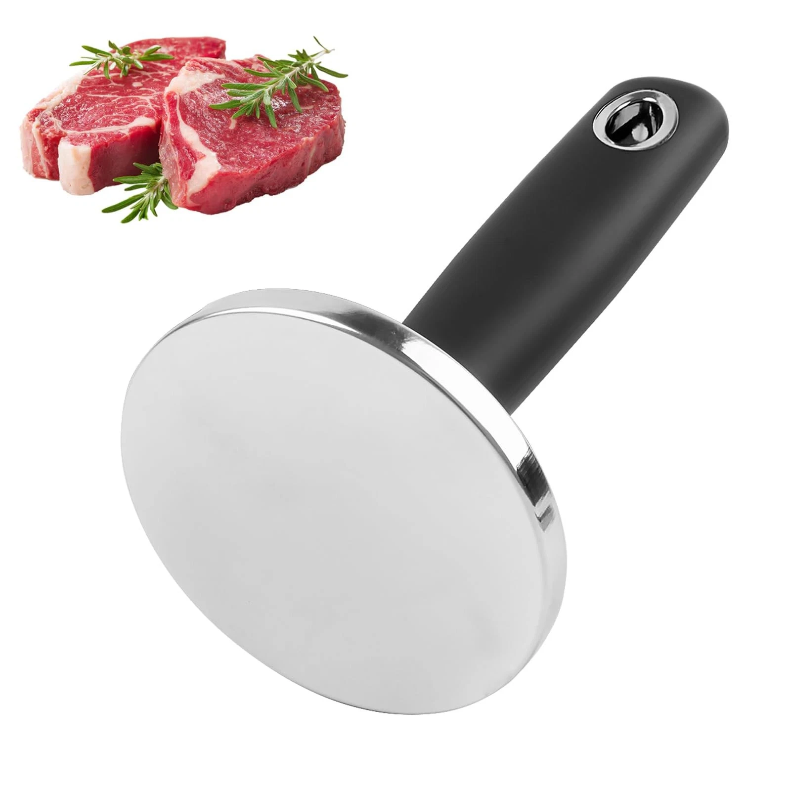 Meat Pounder Tenderizer, Stainless Steel Kitchen Meat Tenderizer Hammer, Roun...