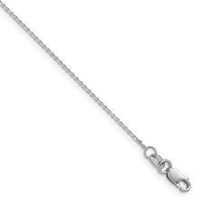 14K White Gold 1mm Diamond-Cut Oval Link Chain Necklace