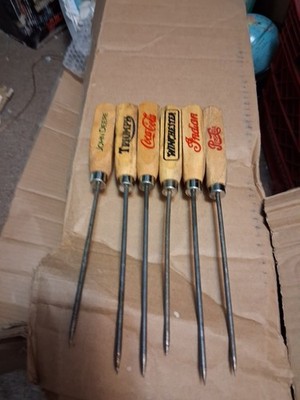 Pepsi Coca Cola Indian Wood Handle 10'' Ice Pick Several Brands Choice