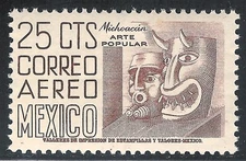 pa054 Mexico Arquite MNH paper 2 Sc#C220A Mc#1024 Et#aa054 dark sienna