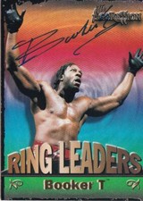 Booker T Signed 2003 Fleer WWE Aggression Ring Leaders Insert Card #15 Autograph