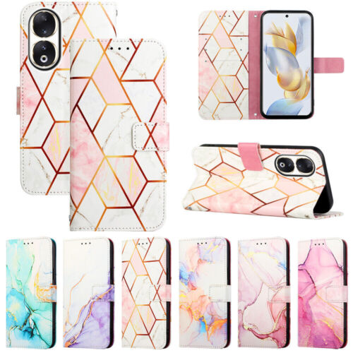 Leather Marble Wallet Phone Case For iPhone 15 14 13 12 11 Pro Max XR X 7 8 SE - Afbeelding 1 van 15