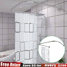 Stainless Steel Shower Curtain Rod 0.9-1.3m with 7.87ft 5.91ft Curtain