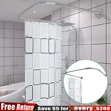 Stainless Steel Shower Curtain Rod 0.9-1.3m with 7.87ft*5.91ft Curtain