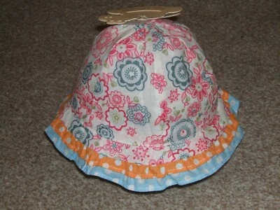 ROCKABYE-BABY GIRLS SUMMER HAT CHILD TODDLER BEACH HOLIDAY FLORAL 46CM 6-12 MONTHS BNWT