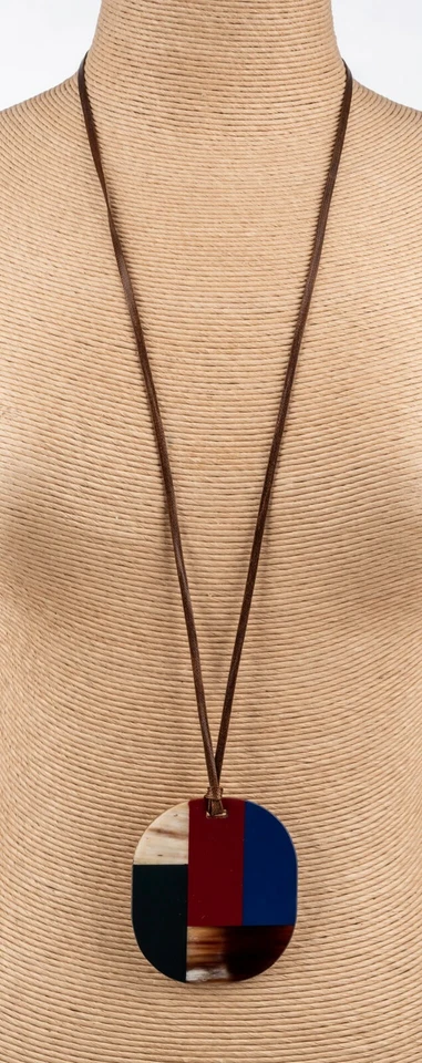 Halskette lackiert Horn Anhänger handgemacht Lack Büffelhorn Halsband handmade - Bild 4 von 4