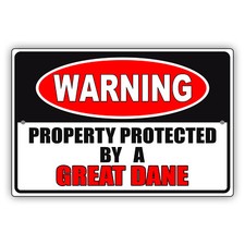 Warning Property Protected By A Great Dane Safety Novelty Aluminum Metal Sign