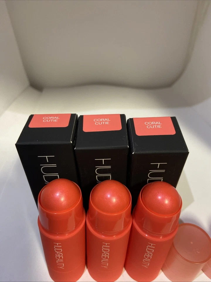 (3)Huda Beauty Cheeky Tint Blush Stick CORAL CUTIE 5g NEW!! - Image 2 of 4