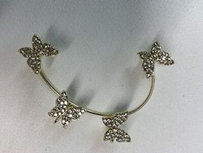 New Fashion Earring Cuff With Butterflies And Rhinestones. Silver tone