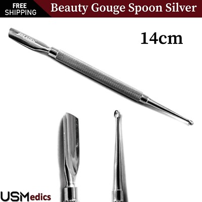 Beauty Gouge Spoon Cuticle Pusher Removal Manicure Pedicure Dull Silver BEADEN 