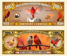 OUR WEST VIRGINIA NORTHERN CARDINAL NOVELTY NOTE AND BILL (2 EA)
