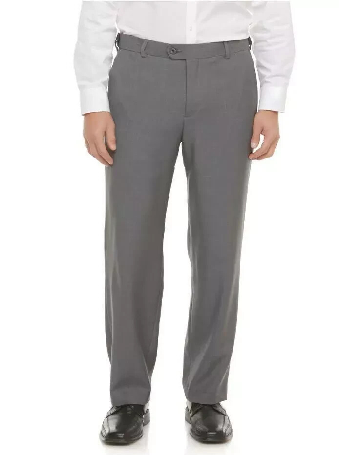 Covington Classic Perfect Dress Pant Flat Front Size 32x32 Grey | eBay