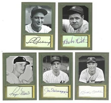 YANKEES - SET OF 5 ACEO BASEBALL CARDS - RUTH GEHRIG DIMAGGIO MANTLE MARIS