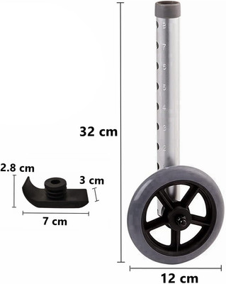 Walker Wheels and Ski Glides 1 Pair, Rubber Universal Walker Caster Wheel wit...