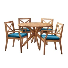 Jordan Outdoor 5 Piece Acacia Wood Dining Set