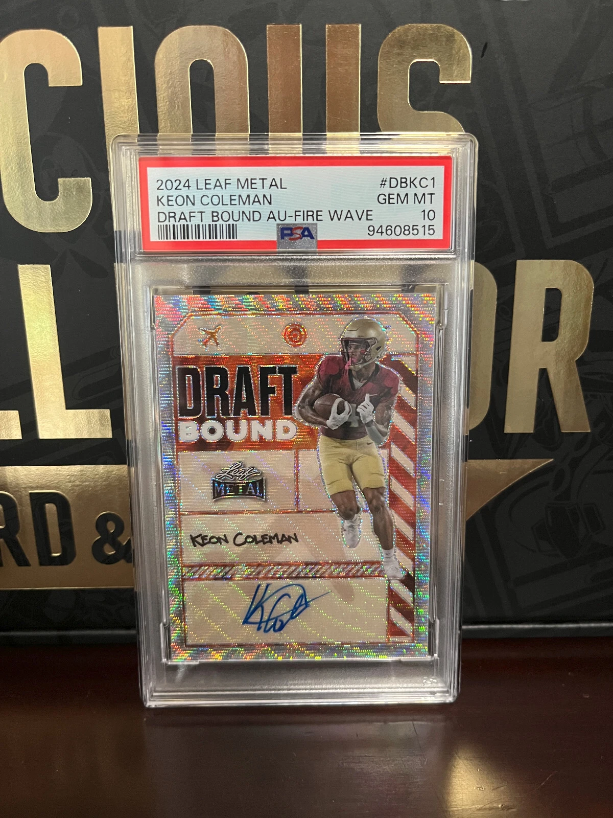Keon Coleman Leaf Metal Draft Bound Autographs #DBKC1 Fire Wave