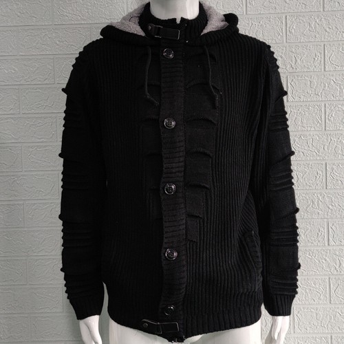 Herren warme lässige Strickjacke mit Kapuze Pullover Cardigan Knopf Reißverschluss Tops Mantel - Bild 5 von 6