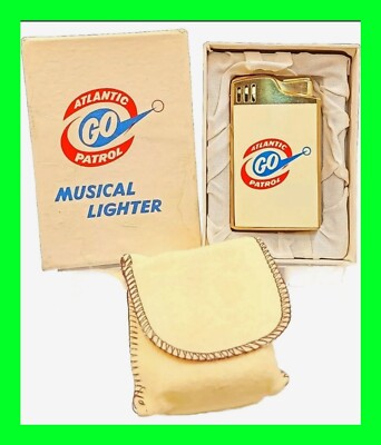 Vintage Atlantic Gasoline Go Patrol Musical Lighter w/Box - Fully Functional NOS