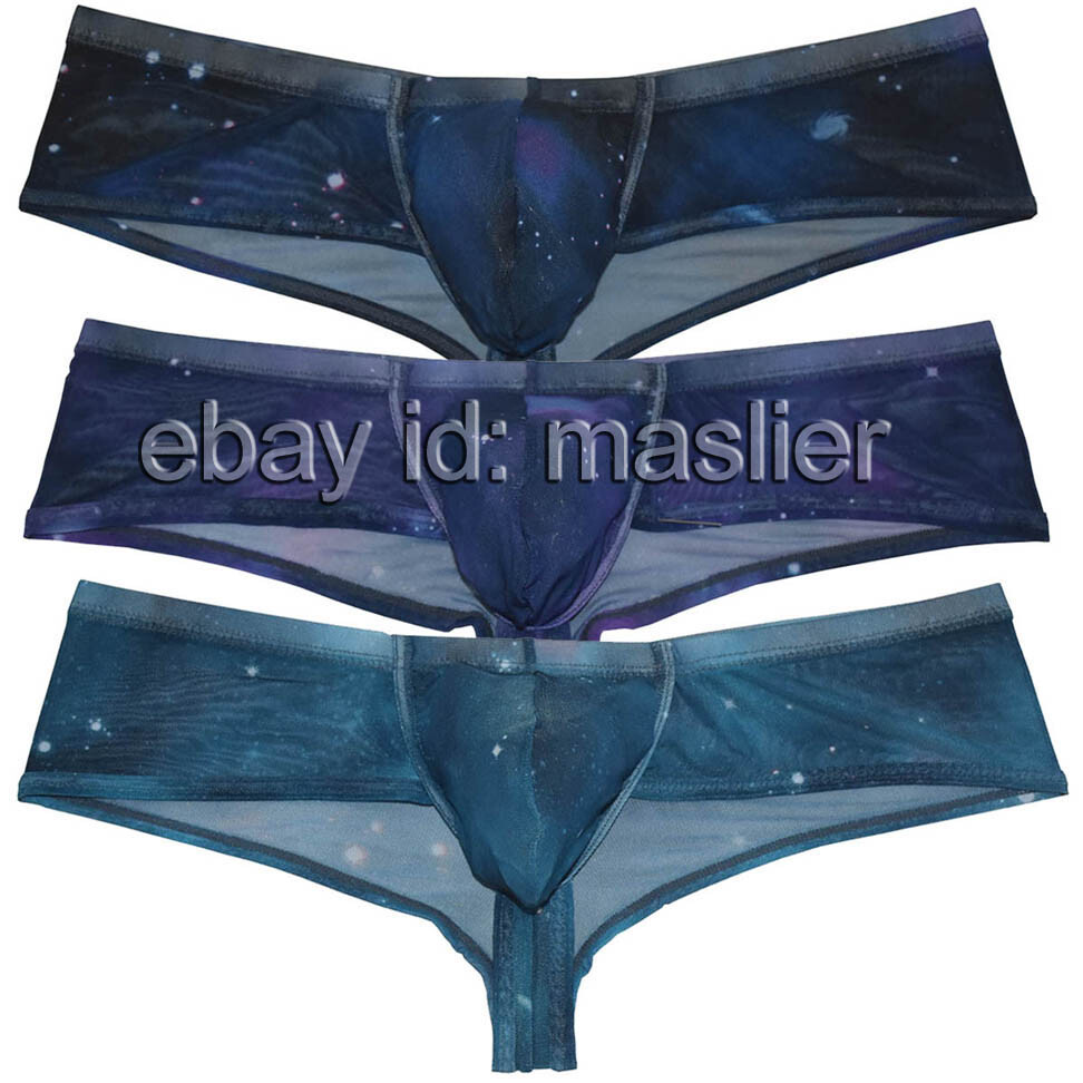 Men's Mesh Firmament Pouch Boxers Bikini Athletics Half Cover Back