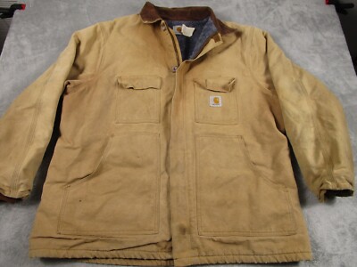 Vintage Carhartt Jacket Mens 52 Brown Chore Union Lined Field Barn Canvas CB1806