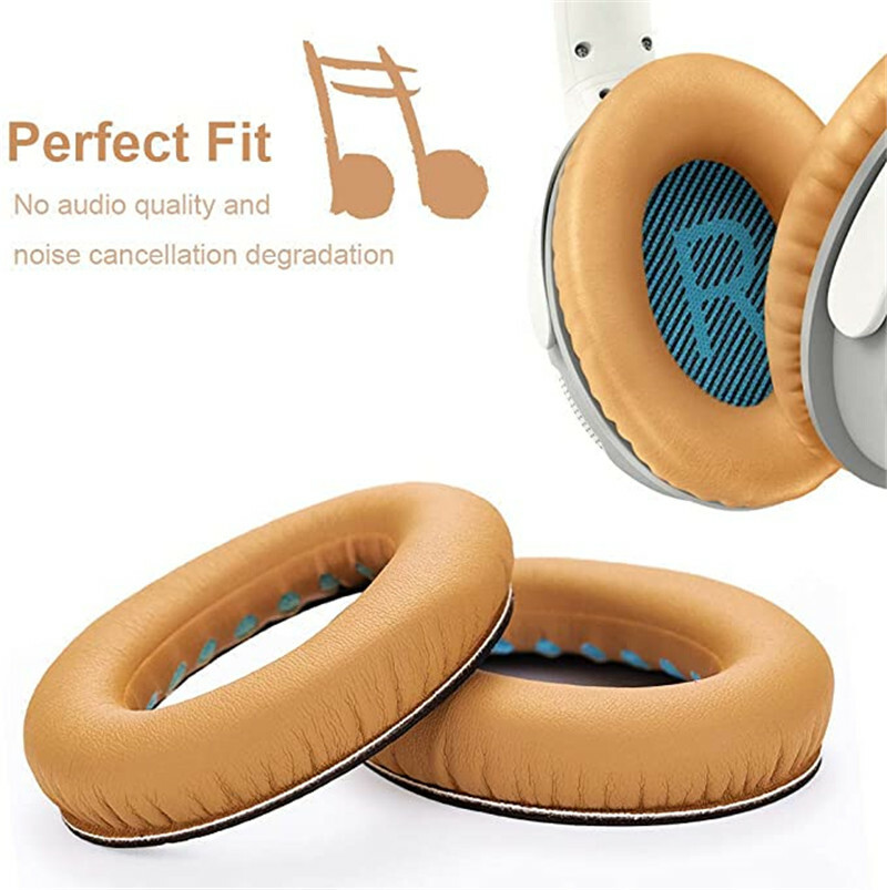 Ersatz-Ohrpolster Für Bose QuietComfort 25 (QC25) – Beige, Aus Proteinleder & Memory Foam, Inkl. Gitter
