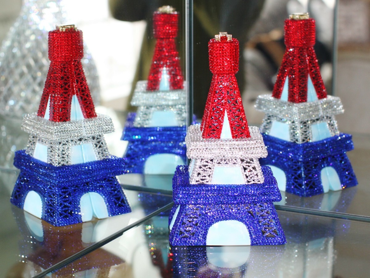 Timmy Woods Beverly Hills Eiffel Tower Bag French Flag SWAROVSKI