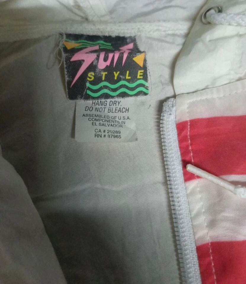 Vintage Windbreaker Surf Style Jacket One Size America Flag USA 1/4 Zip Pullover - Image 2 of 4