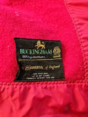 Buckingham By Moderna Of England Deep  Red Wool Blanket 90''x108'' King Vintage 