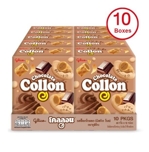 Glico Collon Biscuit Roll with Cream Chocolate Strawberry Flavor Snack x10  boxes