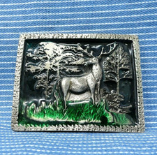 Deer Buck Stag Belt Buckle Cowboy Outdoorsman Hunting Sportsman Vtg 80s .CVB595
