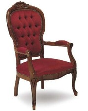 POLTRONA C/FUSTO IN LEGNO INTAGLIATO IMBOTTITA E RIVESTITA C/TESSUTI LUSSO 202
