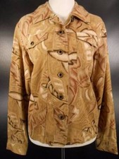Beautiful Women's XL Coldwater Creek Brown Floral LS Fitted Button Blazer Jacket